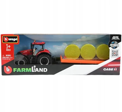 Bburago, Farmland, Case IH Optum 300 CVX, traktor z przyczepą, model pojazdu
