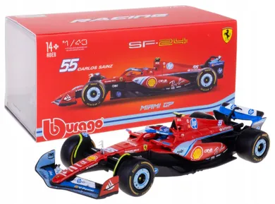 Bburago, Ferrari SF-24 Gp Miami 2024 Carlos Sainz, Bolid F1, model pojazdu, 1:43
