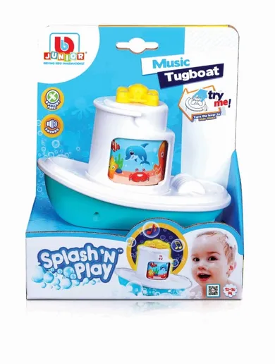 BBurago Junior, Splash&Play, łódka z pozytywką, zabawka do kąpieli