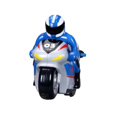 Bburago, motocykl zdalnie sterowany z figurką, niebieski