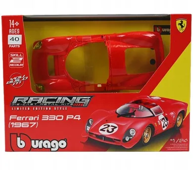 Bburago, Racing, Ferrari 330 P4 Daytona, model do składania, czerwony, 1:24