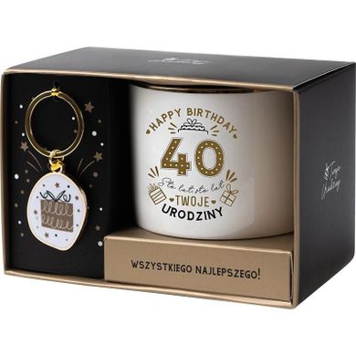 Be-Happy Gifts, zestaw prezentowy na 40 urodziny biało-złoty