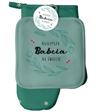 Be-Happy Gifts, zestaw rękawica kuchenna + łapka, Najlepsza Babcia