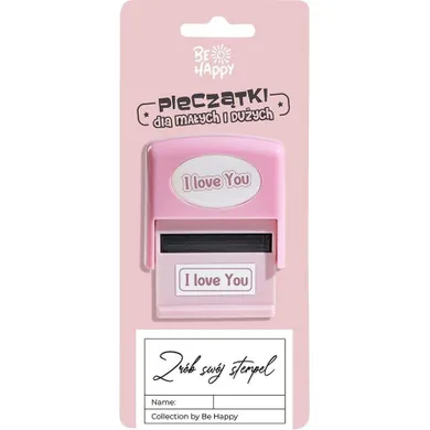 Be Happy, pieczątka z napisem, I love You