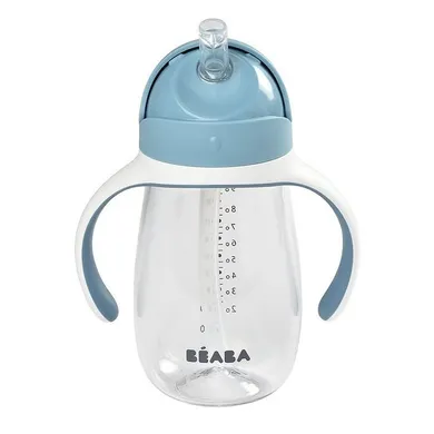 Beaba, butelka, kubek niekapek, tritanowa, ze słomką, windy blue, 300 ml