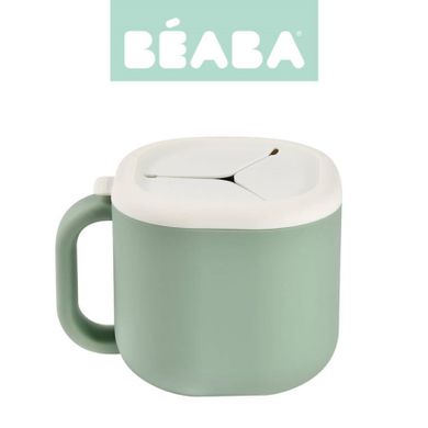 Beaba, Pick 'n' Snack, silikonowy kubek niewysypek na przekąski, 460ml, Sage Green