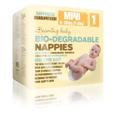 Beaming Baby, jednorazowe pieluszki biodegradowalne, mini, 2-5 kg, 20 szt.