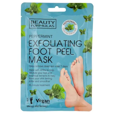 Beauty Formulas, Exfoliating Foot Peel Mask, złuszczająca maska do stóp, Peppermint, 1 para