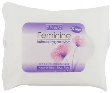 Beauty Formulas, Feminine Intimate, Hygiene Wipes, chusteczki do higieny intymnej, 20 szt.