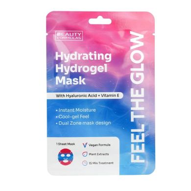 Beauty Formulas, hydrożelowa maska nawilżająca z kwasem hialuronowym + witaminą E, 1 szt.