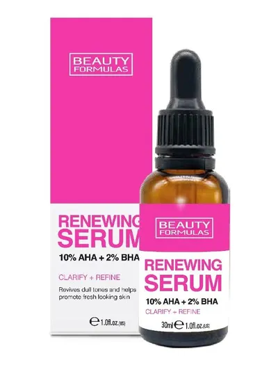 Beauty Formulas, serum 10% AHA+BHA odnawiające, 30 ml