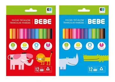 Bebe, Kids, flamastry trójkątne, 12 kolorów