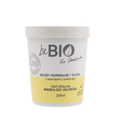 BeBio Ewa Chodakowska, naturalna maska do włosów, normalnych i suchych, 200 ml