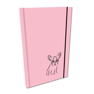 Bee-bee, Soft Touch, notes z gumką, A5, gładki, buldog różowy, 1 szt.