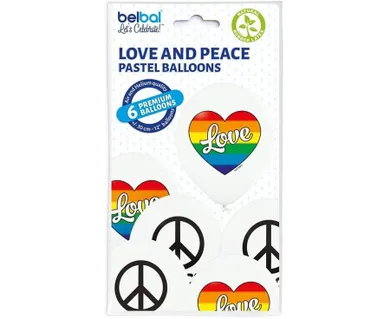 Belbal, balony, Love and Peace, 30 cm, 6 szt.