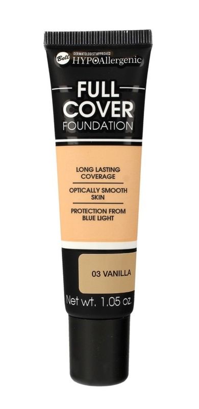 Bell HypoAllergenic, Full Cover, hipoalergiczny podkład kryjący, nr 03 Vanilla, 30 g
