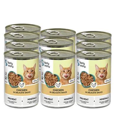 Belly welly, Standard, mokra karma dla kota z kurczakiem, 400g, 10 szt.