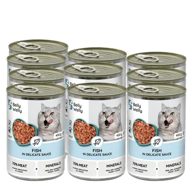 Belly welly, Standard, mokra karma dla kota z rybą, 400g, 10 szt.