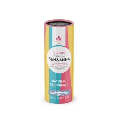 Ben&Anna, Natural Soda Deodorant, naturalny dezodorant na bazie sody, sztyft kartonowy, Coco Mania, 40 g