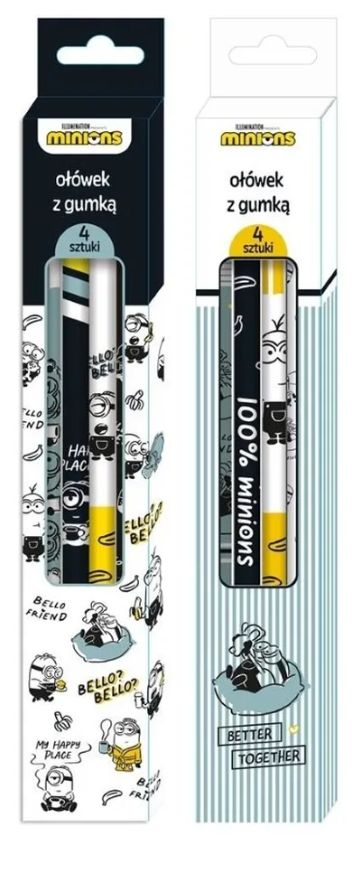 Beniamin, Minionki, ołówek z gumką, 4 szt.