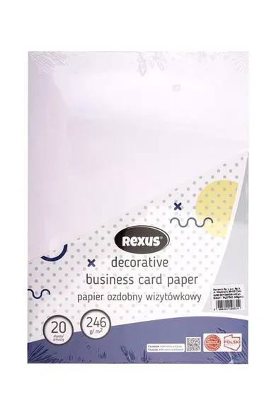 Beniamin, papier wizytówkowy, A4, 20 arkuszy, biały, płótno