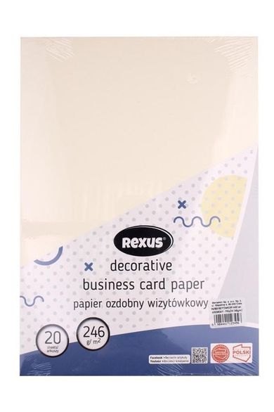 Beniamin, papier wizytówkowy, A4, 20 arkuszy, kremowy, prążki