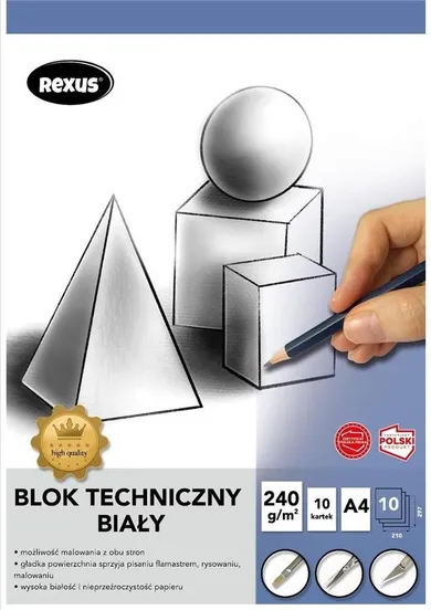 Beniamin, Premium, blok techniczny, biały, A4, 10 kartek