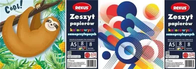 Beniamin, zeszyt papierów kolorowych, samoprzylepnych, A5, 8 kartek, 10 szt.