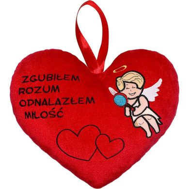 Beppe, maskotka poduszka serce z amorkiem, Zgubiłem rozum, 20 cm