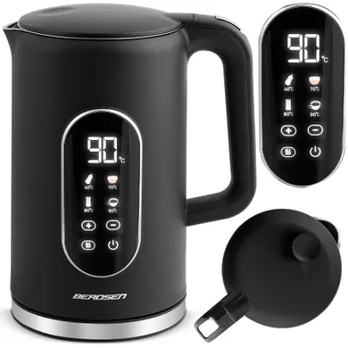 Berdsen, czajnik elektryczny, czarno-srebrny, 1,7l