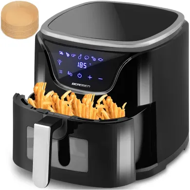 Berdsen, frytkownica beztłuszczowa, air fryer, czarno-srebrna, 5l, BD-652