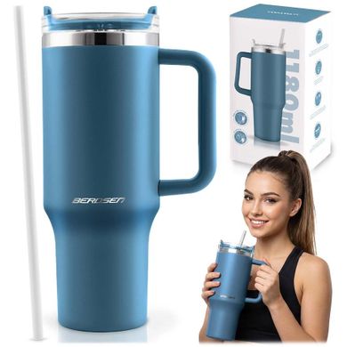 Berdsen, termos próżniowy, kubek ze słomką, granatowy, 1180 ml
