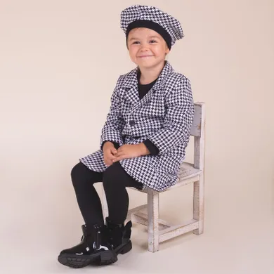 Beret dziewczęcy, biało-czarny, Nicol