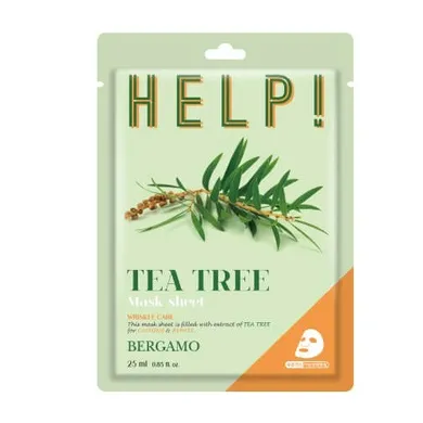 Bergamo, Help Sheet Mask, maska do twarzy, tea tree, 25 ml