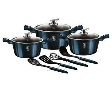 Berlinger Haus, Aquamarine, zestaw: garnki granitowe z pokrywą + patelnie, 10 elementów