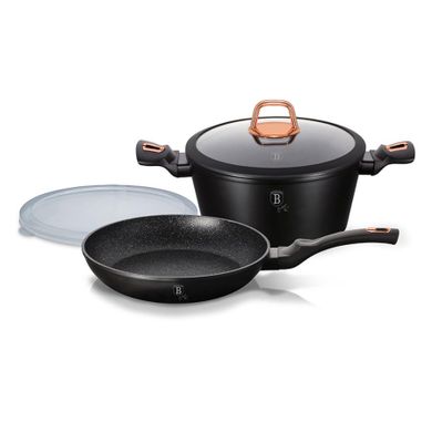 Berlinger Haus, Black Rose, zestaw: garnek z pokrywką + patelnia, 4 elementy