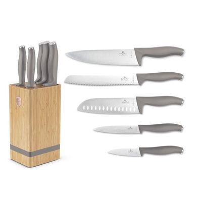 Berlinger Haus, Taupe, zestaw noży w bloku bambusowym
