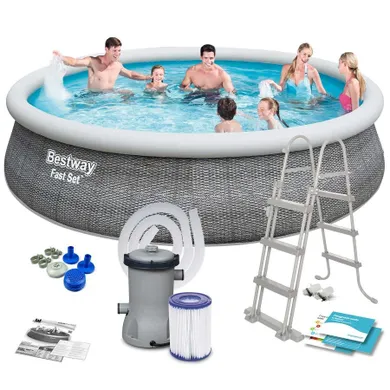 Bestway, basen ogrodowy rozporowy, zestaw 11w1, 457-107 cm