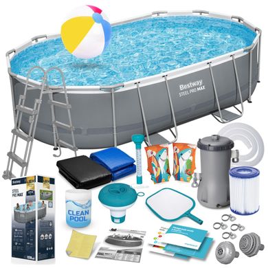 Bestway, basen ogrodowy, stelażowy, 488-305-107 cm, zestaw 18w1