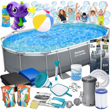 Bestway, basen ogrodowy, stelażowy, 488-305-107 cm, zestaw 18w1