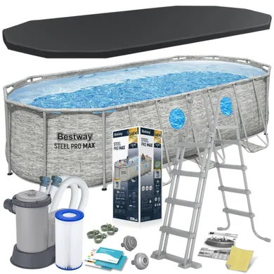 Bestway, basen ogrodowy, stelażowy, 549-274-122 cm, zestaw 12w1