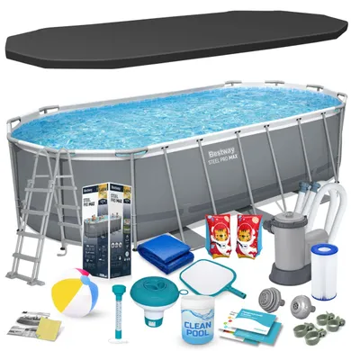 Bestway, basen ogrodowy, stelażowy, zestaw 17w1, 549-274-122 cm