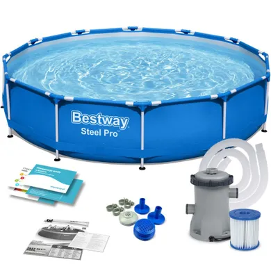 Bestway, basen ogrodowy stelażowy, zestaw 7w1, 366-76 cm
