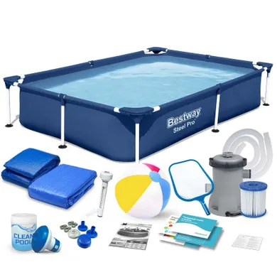 Bestway, basen prostokątny, stelażowy, 16w1, 221-150-43 cm