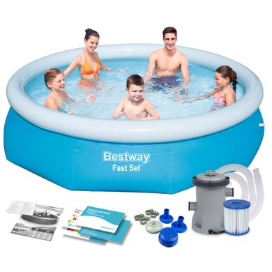 Bestway, basen rozporowy z pompą filtrującą, okrągły, 76-305 cm, zestaw 9w1