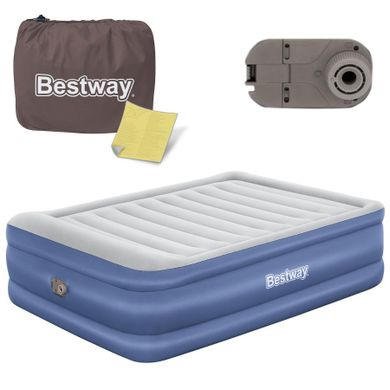 Bestway, materac dmuchany dwuosobowy z pompką elektryczną, 203xx61 cm