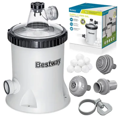 Bestway, pompa filtrująca do basenu, 5678 l/h + kulki filtrujące