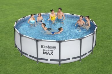Bestway, Steel Pro Max, basen stelażowy z pompą filtracyjną, 4,57-1,22m