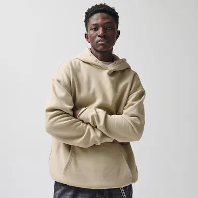 Beżowa bluza z kapturem o kroju oversize NOWEAR
