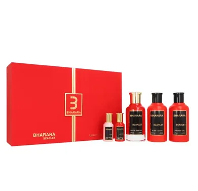 Bharara, Collection: Scarlet Edp 100 ml + Shower Gel 200 ml + Body Lotion 200 ml + Edp 10 ml + Rose Edp 10 ml, zestaw perfum